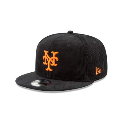 Black New York Mets Hat - New Era MLB Corduroy 9FIFTY Snapback Caps USA5327460